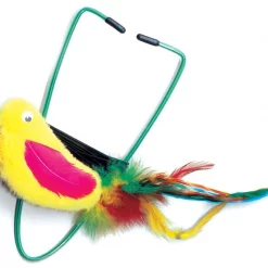 Ethical Pet Sales Shop 6 Ethical Pet A-Door-Able Bouncing Bird with Feather Tail Cat Toy with Catnip, Color Varies