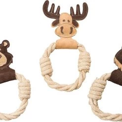 Ethical Pet Dura-Fused Leather Animal Rings Dog Toy, Character Varies