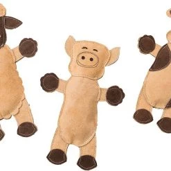 Ethical Pet Dura-Fused Leather Barnyard Dog Toy, Character Varies