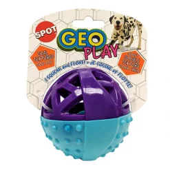Ethical Pet Geo Play Dual Textured Ball Large Squeaky Dog Chew Toy, Color Varies