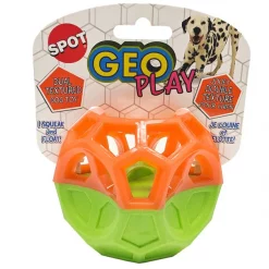 Ethical Pet Geo Play Dual Textured Squeaky Dog Chew Toy, Color Varies