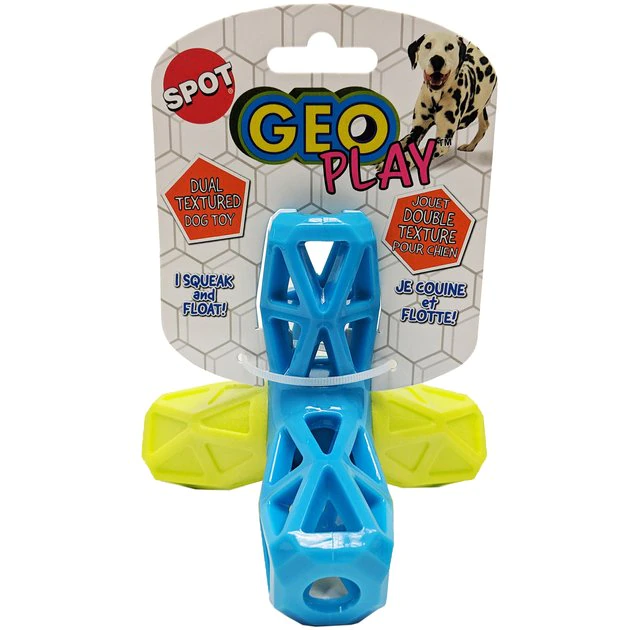 Ethical Pet Geo Play Dual Textured Jack Squeaky Dog Chew Toy, Color Varies 3 Ethical Pet Geo Play Dual Textured Jack Squeaky Dog Chew Toy, Color Varies