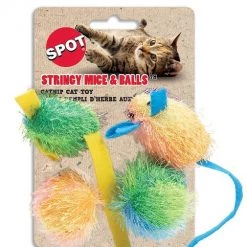 Ethical Pet Stringy Mice & Ball Cat Toy with Catnip, 2-in, 4 pack