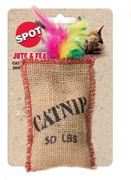 Ethical Pet Jute & Feather Sack Plush Cat Toy with Catnip 3 Ethical Pet Jute & Feather Sack Plush Cat Toy with Catnip