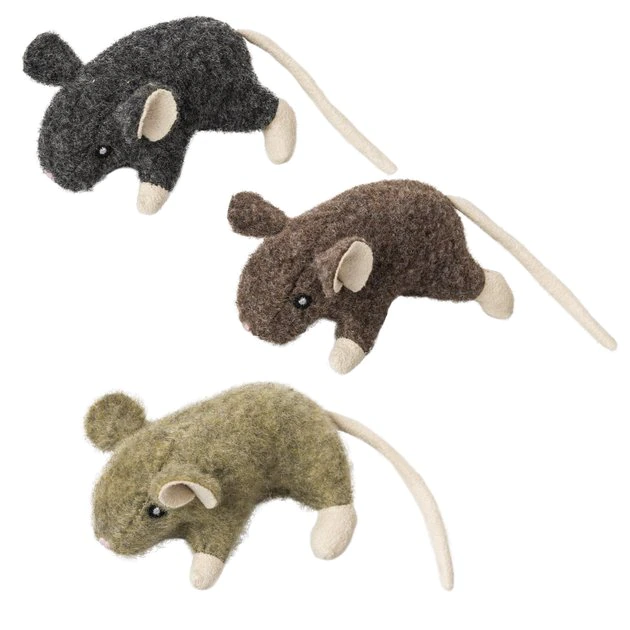 Ethical Pet Wool Mouse Willie Cat Toy, Color Varies 3 Ethical Pet Wool Mouse Willie Cat Toy, Color Varies