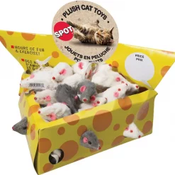 Ethical Pet Plush Mice Cheesebox Cat Toy, 2-in, 60 count