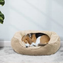 Ethical Pet Sleep Zone Carved Plush Bolster Cat & Dog Bed