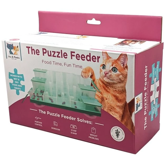 Ethical Pet Doc & Phoebe Puzzle Cat Feeder, Blue/White 5 Ethical Pet Doc & Phoebe Puzzle Cat Feeder, Blue/White - Image 3