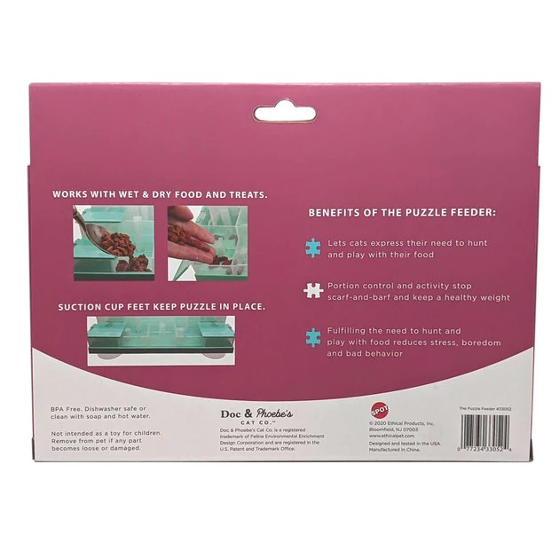 Ethical Pet Doc & Phoebe Puzzle Cat Feeder, Blue/White 6 Ethical Pet Doc & Phoebe Puzzle Cat Feeder, Blue/White - Image 4