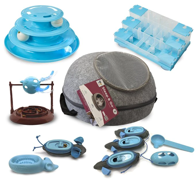 Ethical Pet Doc & Phoebe Puzzle Cat Feeder, Blue/White 8 Ethical Pet Doc & Phoebe Puzzle Cat Feeder, Blue/White - Image 6